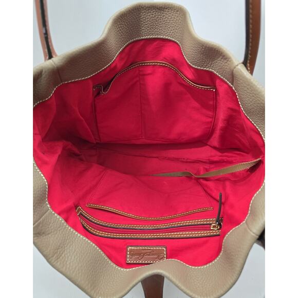 Dooney and Bourke Pebble Grain Logo Lock Tote Shoulder Purse Bag Taupe/Elephant - Picture 11 of 15